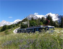 Vue depuis le col de Voza. Tramway du Mont-Blanc.