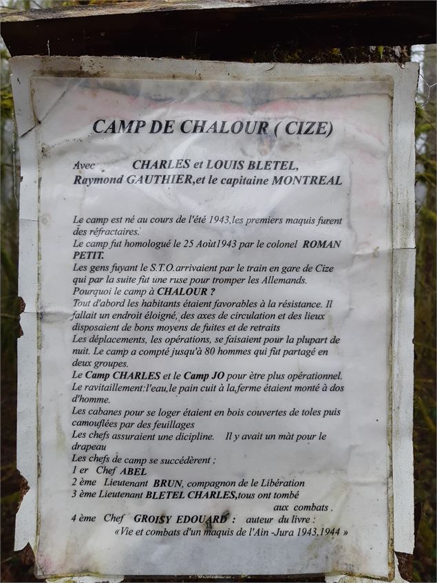 Maquis de l'Ain - Camp de Chalours (Cize) à Corveissiat - scalland