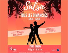 affiche illustrée soirée salsa couple couleurs orangées - Le Cadre