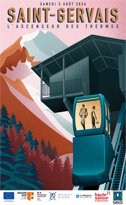 Affiche inauguration de l'ascenseur des thermes