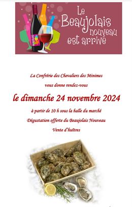 Vente d'huîtres et dégustation de Beaujolais nouveau_Montmerle-sur-Saône