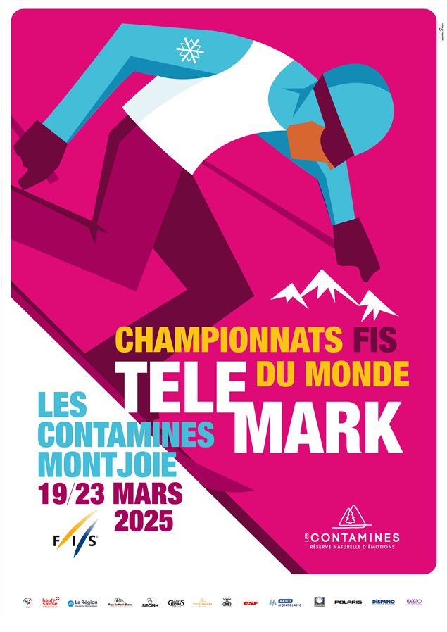 Affiche championnats du monde de telemark - Les Contamines-Montjoie - mars 2025 - Les Contamines Tou