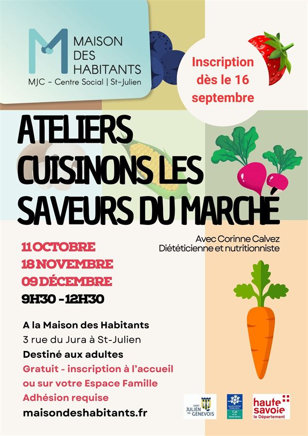 Ateliers cuisinons les saveurs du marché - Maison des Habitants