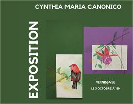 affiche verte dessins d'oiseaux - Cynthia Maria Canonico