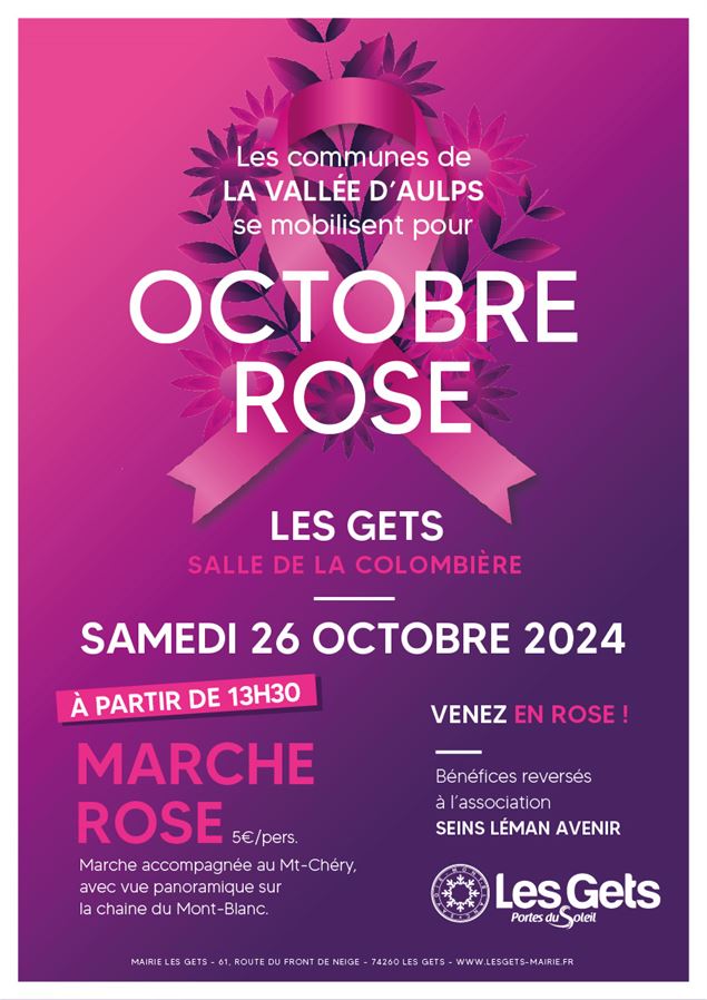 Marche rose aux Gets le samedi 26/10/24 - mairie les gets