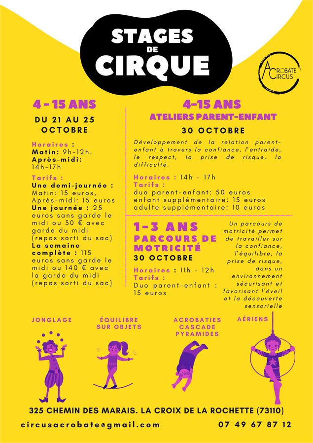 atelier motricité et cirque (parent-enfant et 1-3 ans)