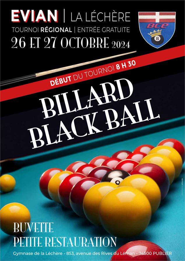 affiche du tournoi de billard black ball - Club de billard d'Evian