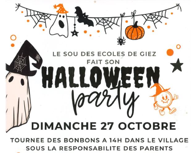 affiche fantôme, citrouille et dessins Halloween - Sou des écoles de Giez