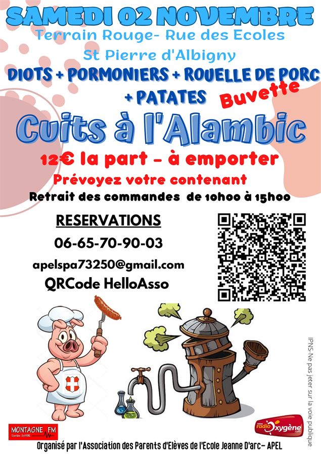 Diots, Rouelle de porc, Pormoniers cuits à l'Alambic_Saint-Pierre-d'Albigny