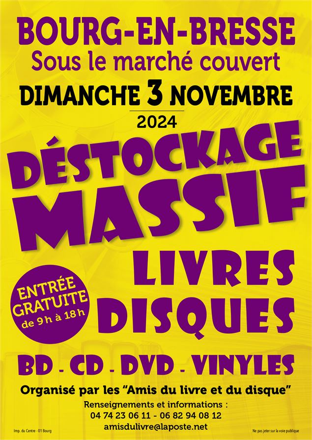 Déstockage Massif de Livres, Bds, Vyniles, Cds et Dvds - imprimerie du Centre