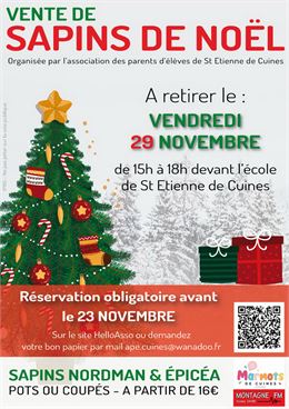 Vente sapins Noël St Etienne de Cuines 29 novembre 2024 - Marmots de Cuines