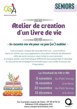 Atelier seniors : création d'un livre de vie - CGA