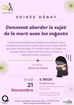 Soirée débat : aborder le sujet de la mort avec les enfants - CGA