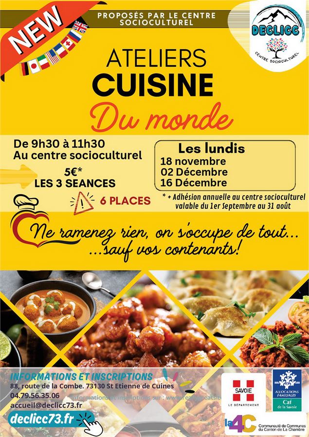 Ateliers cuisine St Etienne de Cuines 18 nov 02 et 16 déc 2024 - Centre Social DECLICC