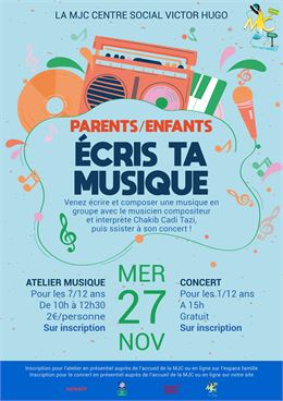 Atelier parent/enfant : écris ta musique - MJC Victor Hugo