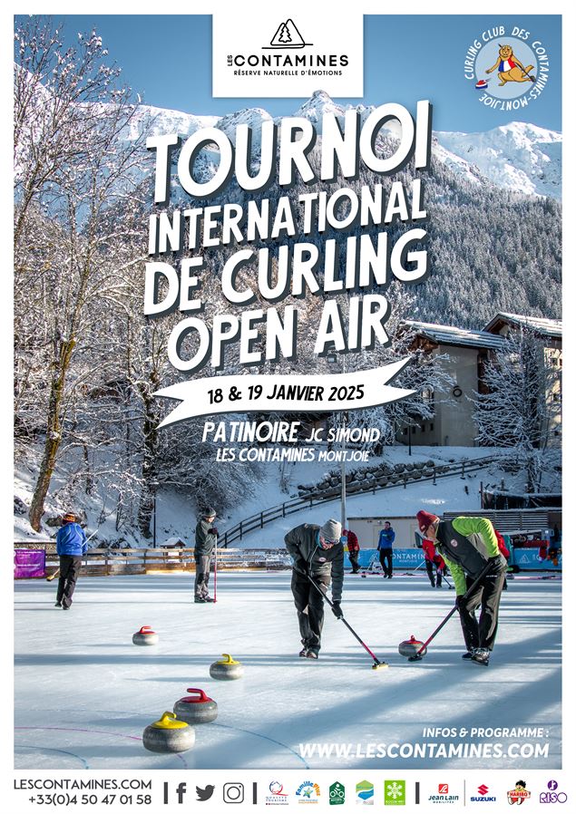 Affiche tournoi international de curling Open air Les Contamines - Les Contamines Tourisme