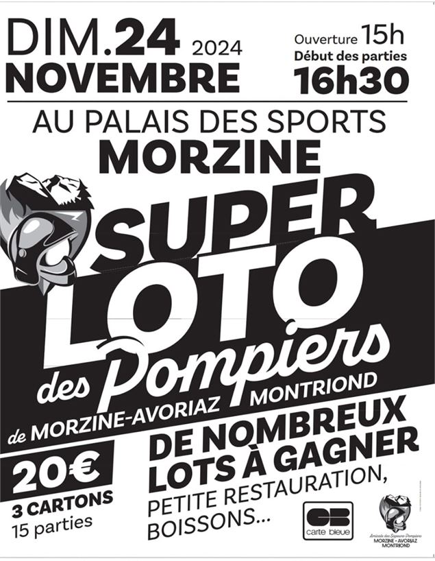 affiche super loto des pompiers palais des sports de morzine le 24 novembre - amicale des sapeurs po