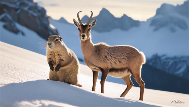 Marmotte et chamois - Canva IA