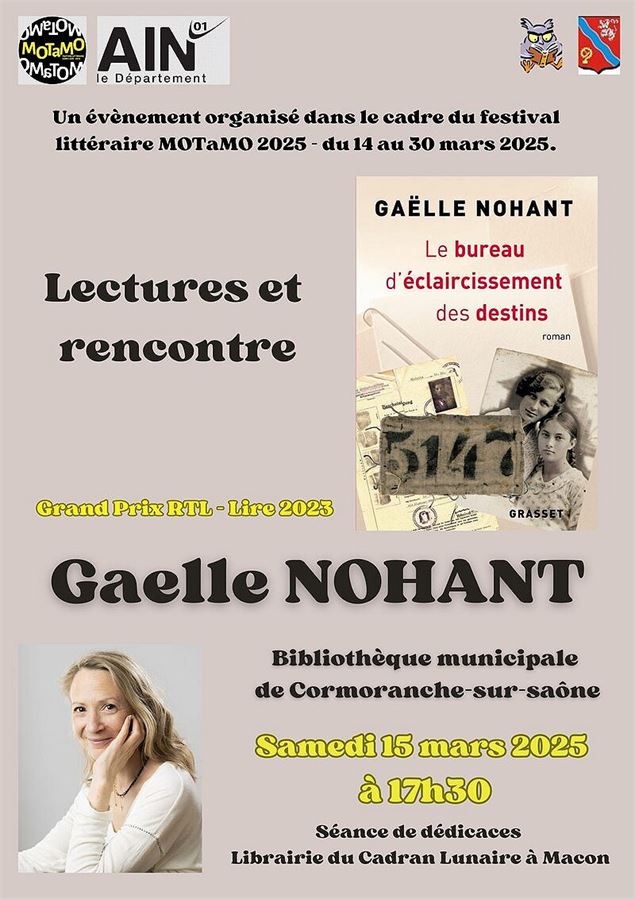 Rencontre avec l'autrice Gaëlle Nohant_Cormoranche-sur-Saône