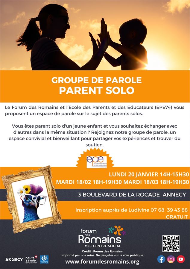 Groupe de parole : parent solo_Annecy - MJC des Romains