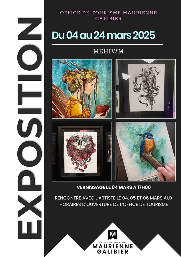 Exposition Mehiwm_Saint-Michel-de-Maurienne - Chloé LAMBERT - peintures illustrées : Mehiwm