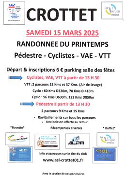 Randonnée du printemps Cyclo, VAE, VTT, Pédestre 2025 - IPNS