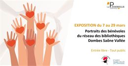 Exposition "Portraits des bénévoles du réseau des bibliothèques Dombes Saône Vallée"