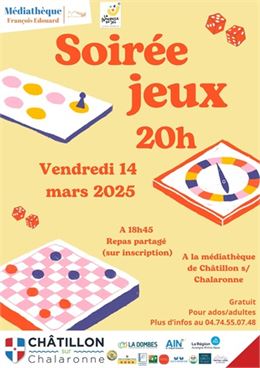 Soirée jeux de société_Châtillon-sur-Chalaronne - Médiathèque François Edouard