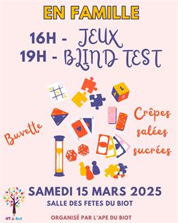 L'APE du Biot vous invite à passer un moment convivial et ludique, en famille ou entre amis, samedi 