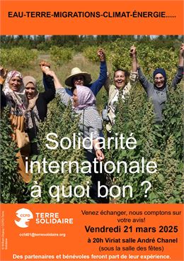 Soirée conférence "Solidarité internationale, à quoi bon ?" - ccfd-terre solidaire