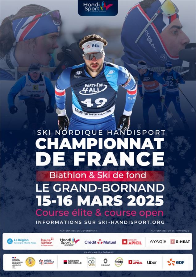 Affiche championnats de France Nordique et FIS Ski de fond 2025 - Comité Handisport 74