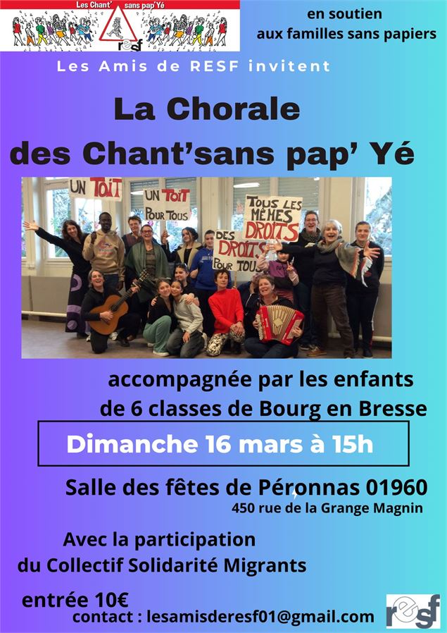 Concert Chorale des Chant'sans pap Yé accompagnée des élèves de 6 classes de Bourg-en-Bresse - les c