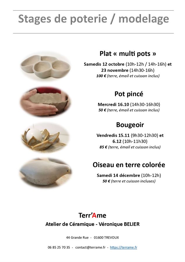 Stages de poterie/modelage - Véronique Bélier