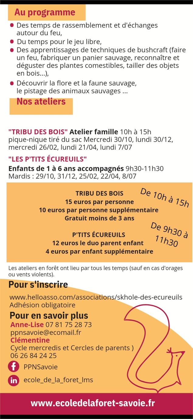 Flyer ateliers foret skhole des ecureuils scout forestschool - Skholè des écureuils