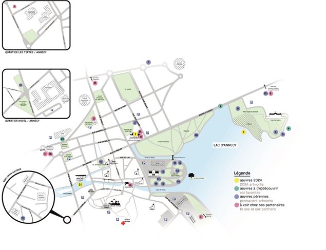 Carte du parcours d'œuvres Annecy Paysages 2024 - Annecy Paysages