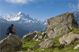 Panorama avec un randonneur - SavoieMontBlanc-Martelet