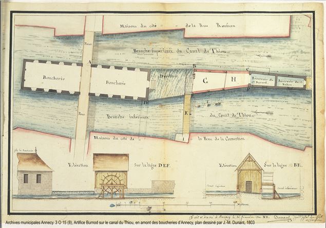 •	Plan des vieilles boucheries du pont - Archives municipales Annecy. 23 Fi O 0440