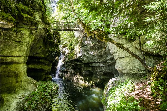 Passerrelle et cascade de la Chivolande - B. Becker/Auvergne-Rhône-Alpes Tourisme