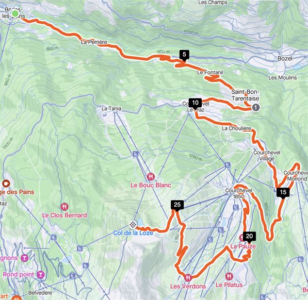 Plan Col de la Loze - Courchevel - Office du Tourisme de Brides-les-Bains