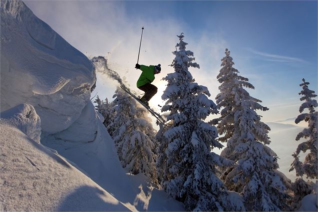 Skieur en freeride au sommet des Crêtes- Habères - OTADL