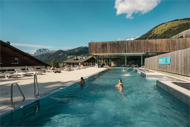 Vue d'ensemble du bassin extérieur en été - L.Meyer - Châtel