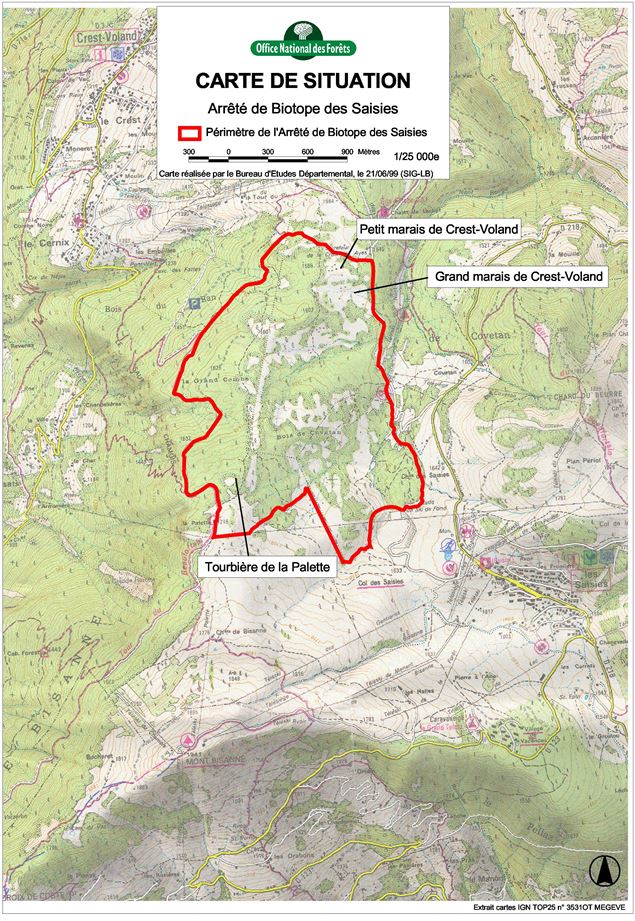 carte-zone-tourbiere-les-saisies - P. Somelet