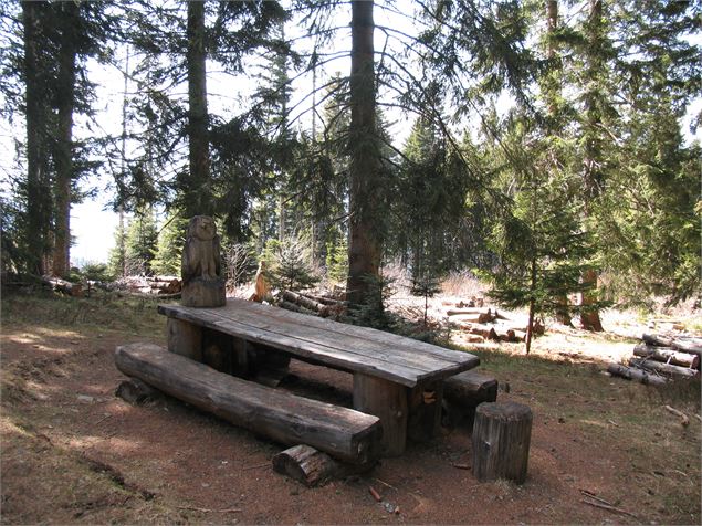 tables de pique-nique après Col de Cou direction Plaine Joux - OT Les Carroz